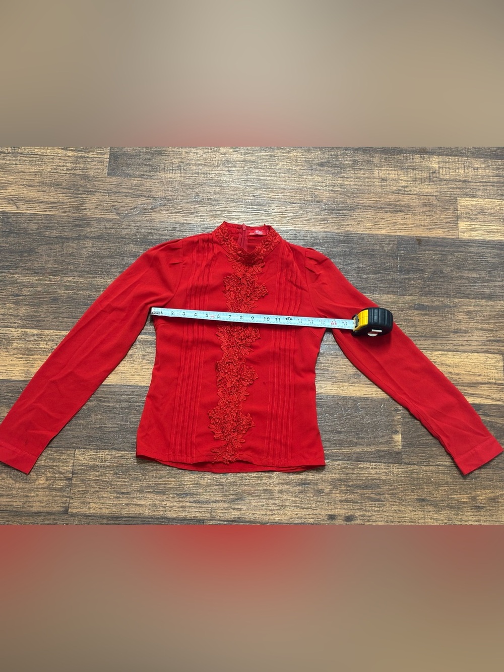 DC Red Lace-Front Pintuck Blouse